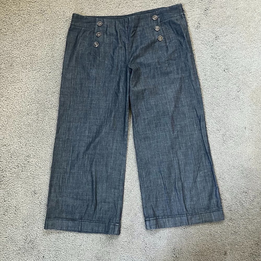 Nygard Wide leg Nautical Sailor Cruise denim pants - Size 16 - Coastal Vacation